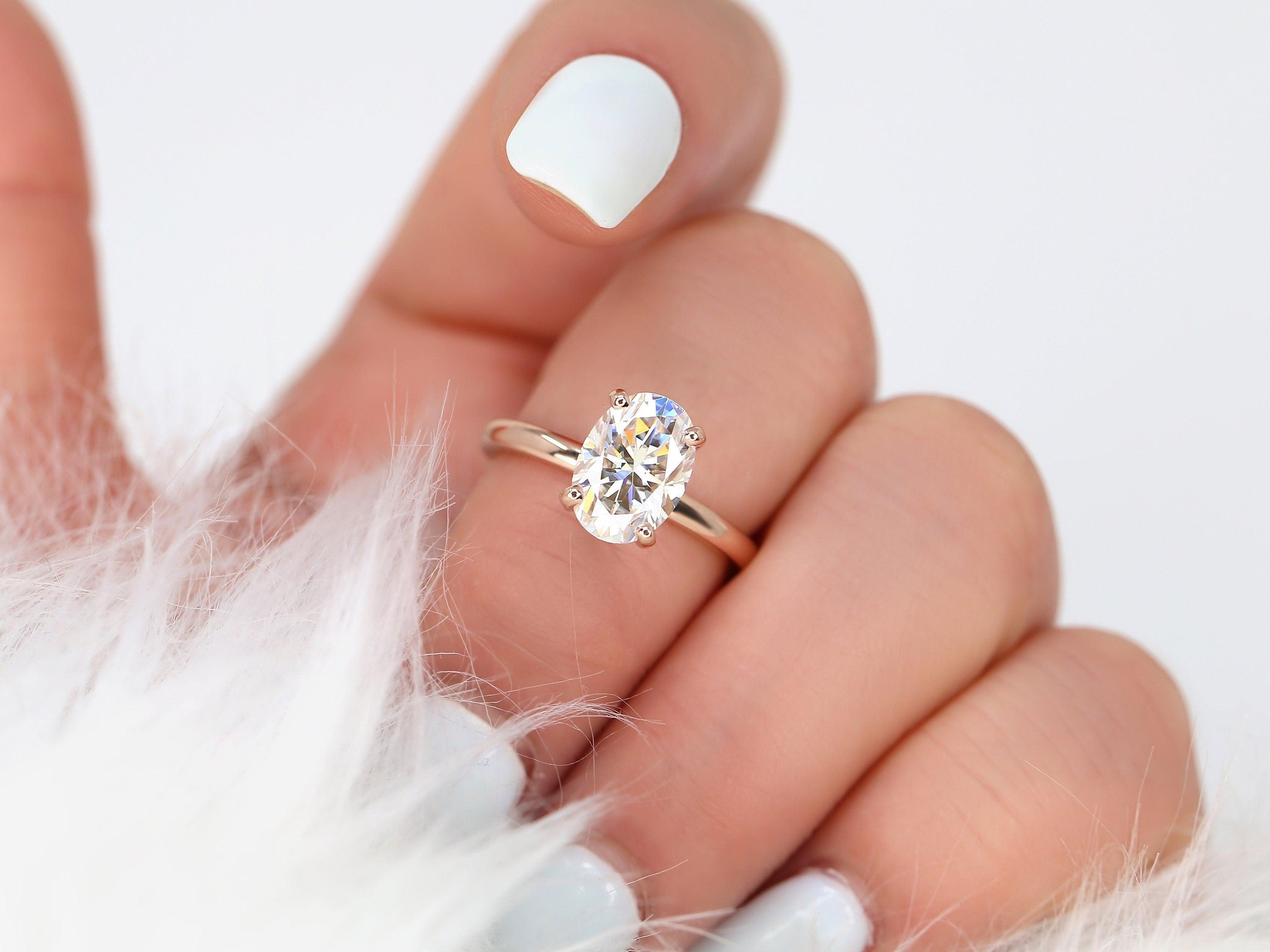 2.50ct Dakota 2MM 10x7mm 14kt NEO Moissanite Oval Solitaire Ring