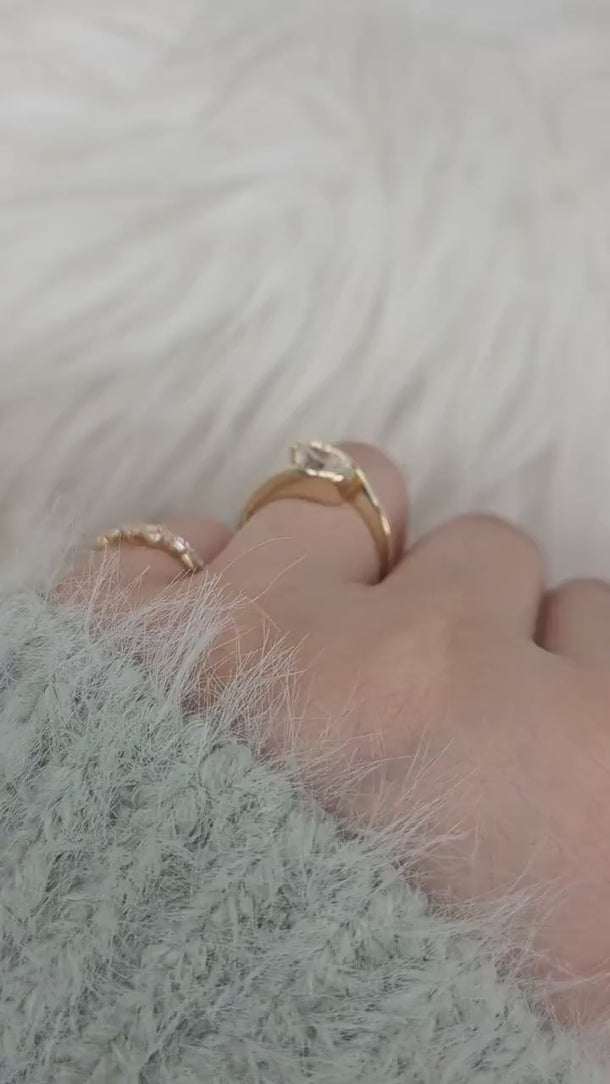 1.50ct Padme 9x6mm 14kt Moissanite Tilted Pear Solitaire Ring,Unique Pear Cut Ring,Pear Engagement Ring,Slanted Pear Ring,Anniversary Ring