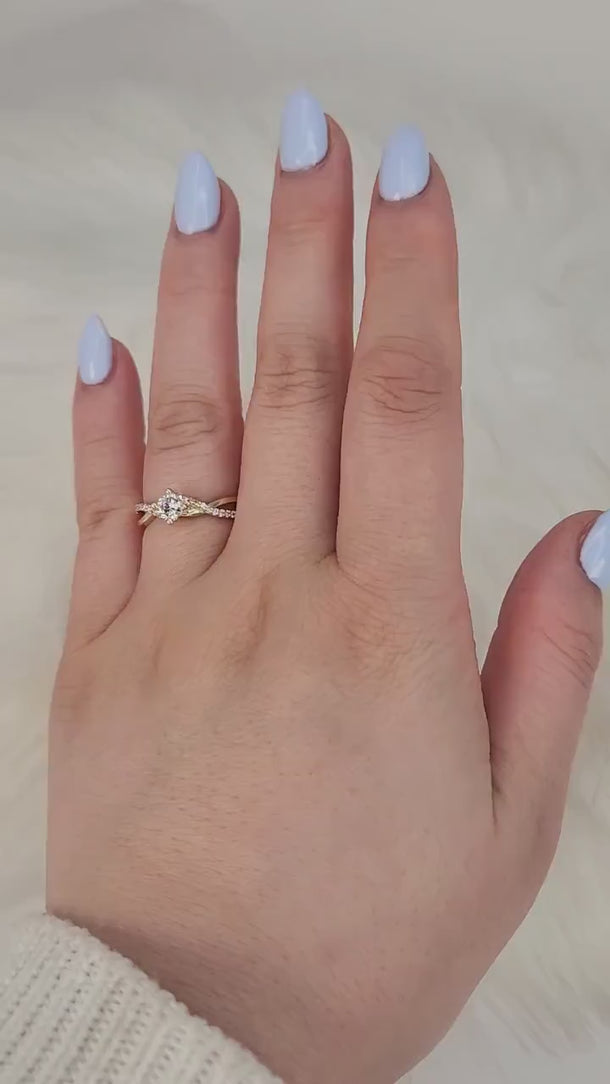 1/3ct Valentina 14kt Diamond Bypass Ring,Twisted Ring,Criss Cross Ring,Crossover Ring,Dainty Ring,Unique Diamond Ring,Round Engagement Ring