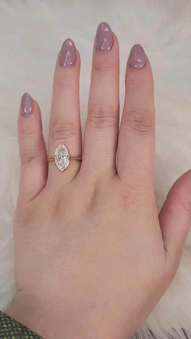 2.80ct Aaliyah 14kt Moissanite Marquise Solitaire Ring,Bezel Set Ring,Marquise Engagement Ring,Marquise Cut Ring,Anniversary Ring