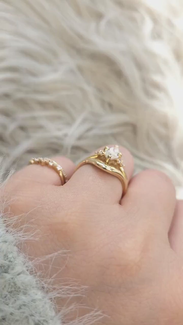 1ct Charlie 10x5mm & Merida 14kt Gold Moissanite Marquise Cluster Wedding Ring Set,Marquise Cluster Ring,Marquise Engagement Ring
