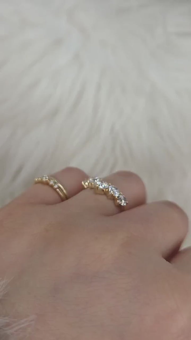 Mega Glen 14kt Diamond Nesting Ring,Unique Wedding Ring,Curved Diamond Ring,Graduated Tiara Ring,Anniversary Ring,Stacking Ring