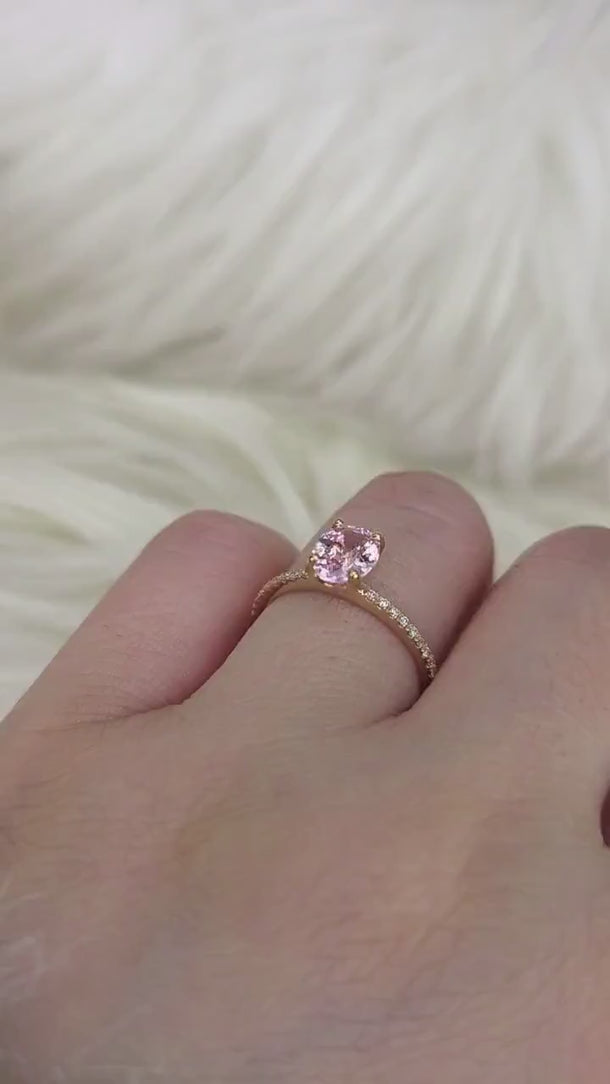1.23ct Darcy 14kt Rose Gold Peach Sapphire Solitaire Ring,Oval Sapphire Ring,Blush Sapphire Ring,Anniversary Ring,September Birthstone