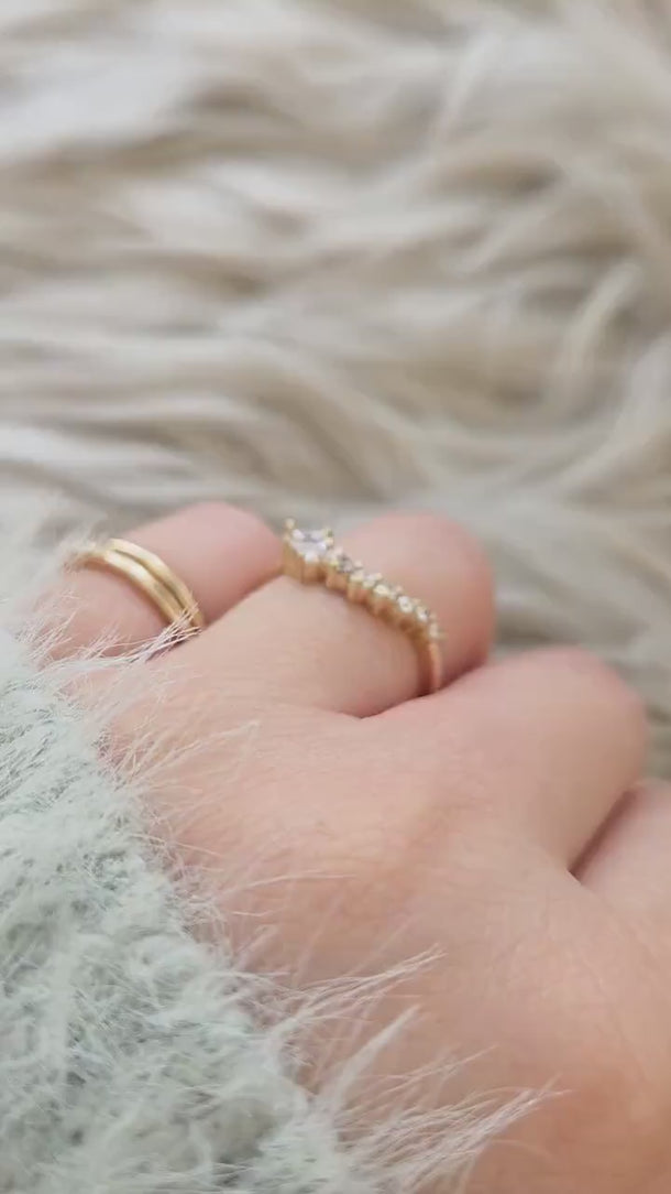 Deep Trix Deep 14kt Gold Diamond Nesting Ring,Asymmetrical Contour Ring,Unique Wedding Ring,Diamon Band,Anniversary Ring,Stacking Ring