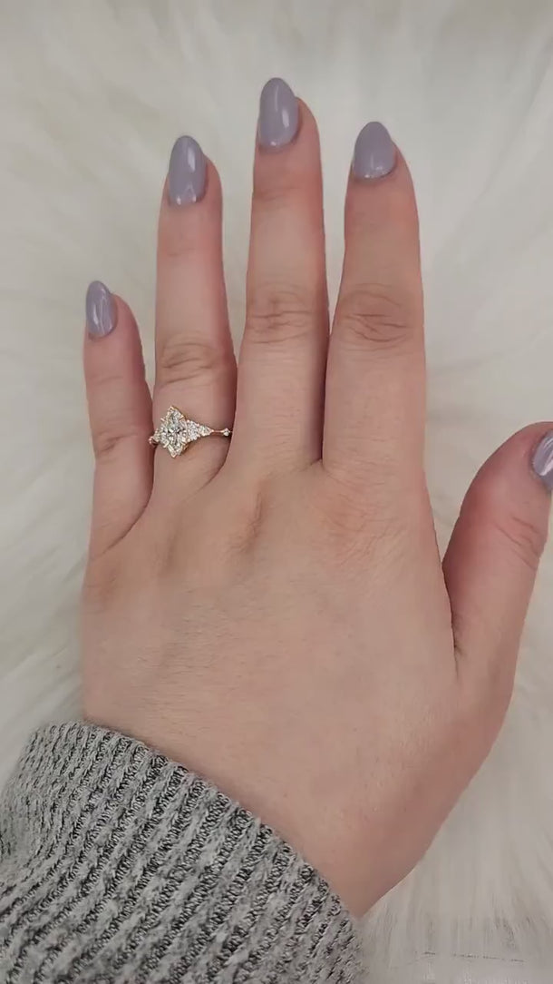 0.92ct Astrid 14kt Gold Diamond Marquise Cluster Ring,Dainty Unique Art Deco Ring,Marquise Engagement Ring,Anniversary Gift,Diamond Ring