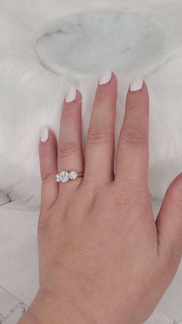 trilogy moissanite ring on full hand video