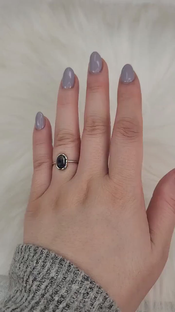 1.38ct Donatella Oval 14kt White Gold Galaxy Blue Sapphire Ring,Unique Sapphire Ring,Oval Cut Ring,Oval Engagement Ring,Gift For Her