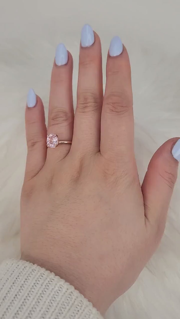 1.90ct Ready to Ship Dakota 14kt Rose Gold Blush Sapphire Oval Solitaire Ring,Oval Engagement Ring,Sapphire Ring,September Birthstone
