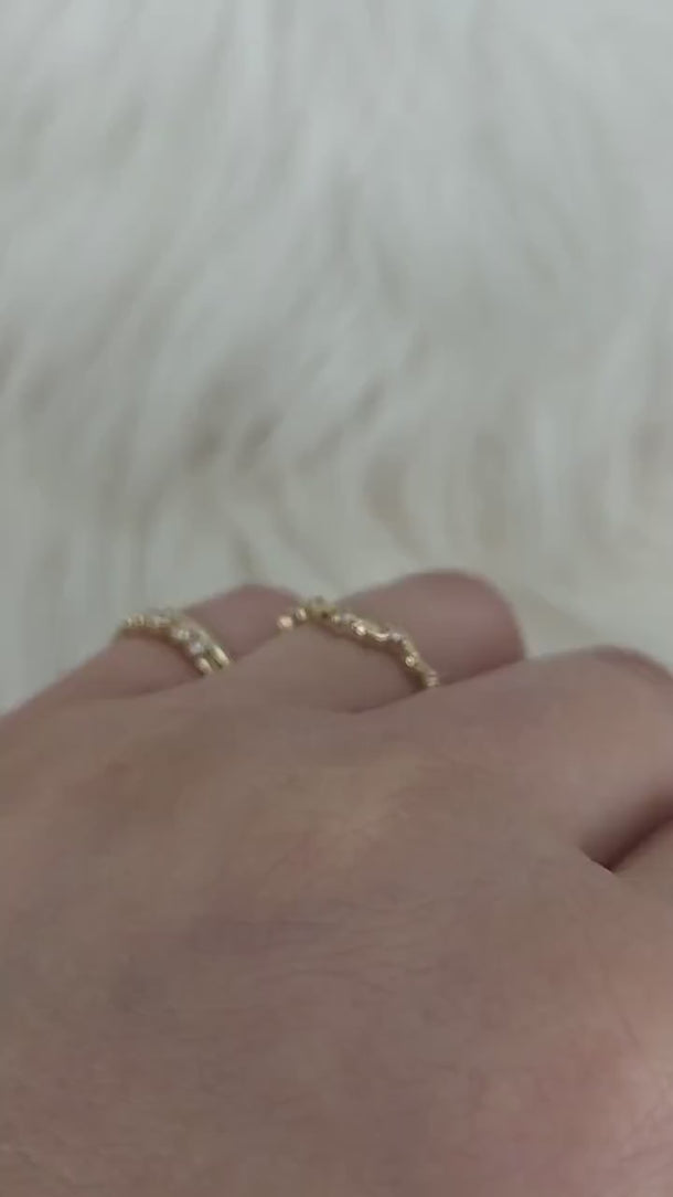 Mega Gaia 14kt Diamond Unique Leaf Nesting Ring,Nature Wedding Band,Anniversary Ring,Unique Wedding Ring,Stacking Ring,Leaf Diamond Ring