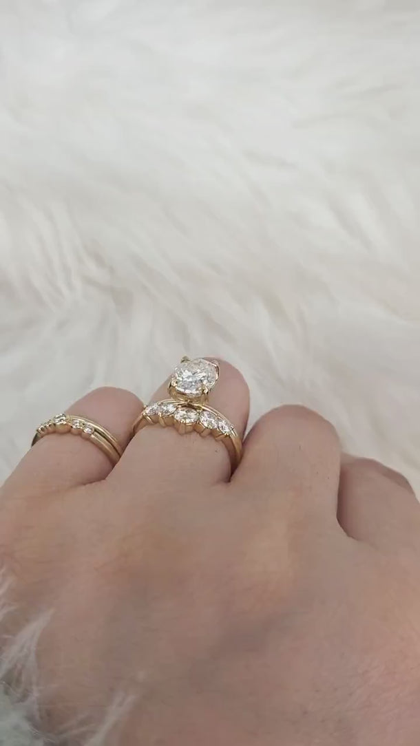 2.50ct Phoebe 10x7mm & Glen 14kt Moissanite Oval Solitaire Bridal Set,Unique Oval Engagement Ring Set,Oval Wedding Rings,Anniversary Gift