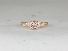 Rosados Box Tyra 7mm 14kt Rose Gold Round Morganite and Diamond Vine Twist Engagement Ring