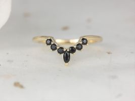 Rosados Box Marjorie 14kt Solid Gold Tiara Crown Black Onyx Band Nesting Ring 