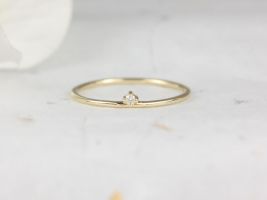 Rosados Box Ultra Petite Spark 14kt Gold Diamond Dainty Solitaire Kite Set Stacking Ring