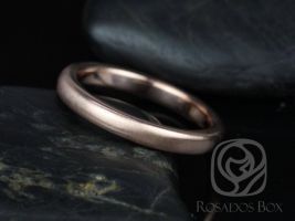 Rosados Box Dax 3mm 14kt Rose Gold Rounded Pipe Matte or High Finish Band (Chic Classics Collection)