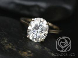 SALE Rosados Box Ready to Ship Bailey 11x9mm 14kt Yellow Gold Oval FB Moissanite Thin Skinny Engagement Ring