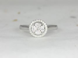 Ready to Ship 14kt Cluster Round Halo Diamonds Invisible Set & Plain Shank Engagement Ring
