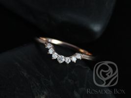 Rosados Box Rayna 1.0 14kt Rose Gold Matching Band to Gloria 9x7mm Diamonds Wedding Band